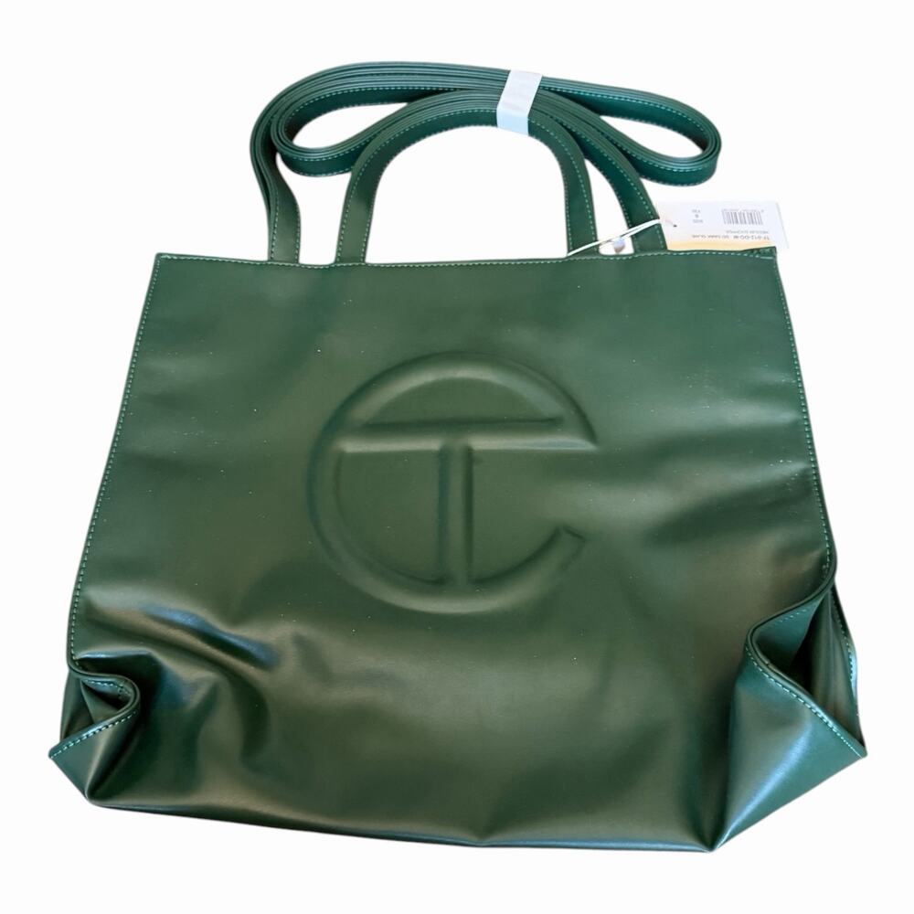 Telfar Medium Shopping Bag Dark Olive NWT Authentic Vegan Leather Unisex Tote
